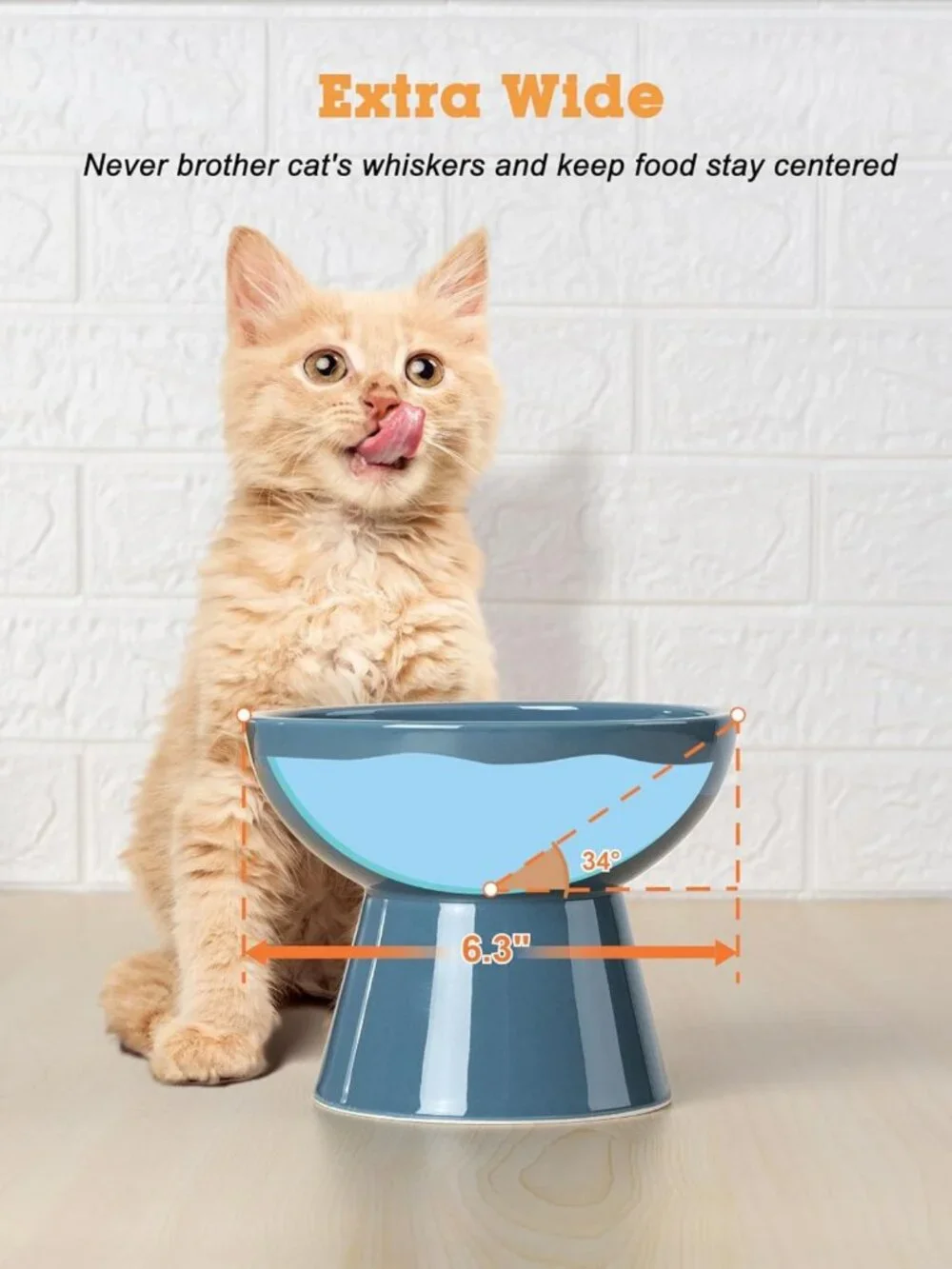 Elevated Ceramic Cat & Dog Bowls Set - Extra Wide, Anti-Vomit, Whisker-Free